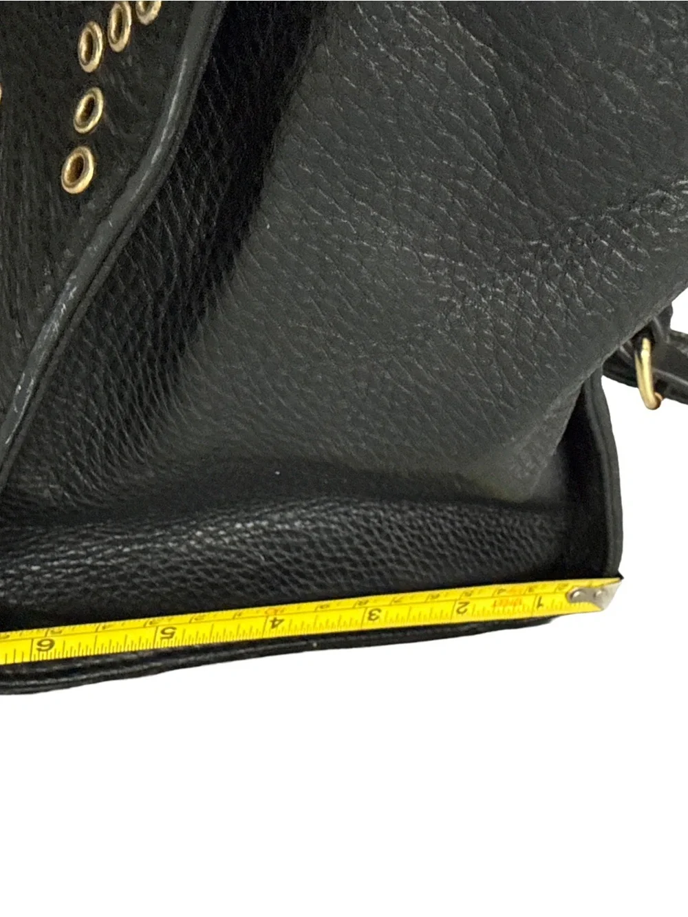 CHARMING CHARLIE Black Faux Leather Gold Studded Handbag Removable Strap Glam